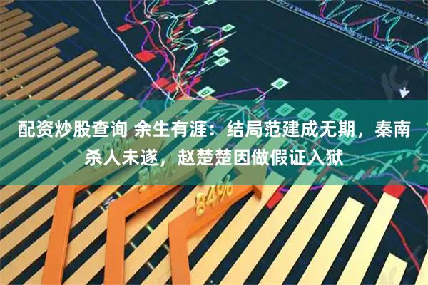 配资炒股查询 余生有涯：结局范建成无期，秦南杀人未遂，赵楚楚因做假证入狱