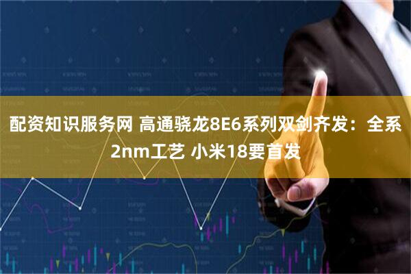 配资知识服务网 高通骁龙8E6系列双剑齐发：全系2nm工艺 小米18要首发