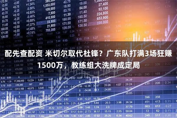配先查配资 米切尔取代杜锋？广东队打满3场狂赚1500万，教练组大洗牌成定局