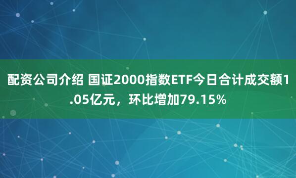 配资公司介绍 国证2000指数ETF今日合计成交额1.05亿元，环比增加79.15%